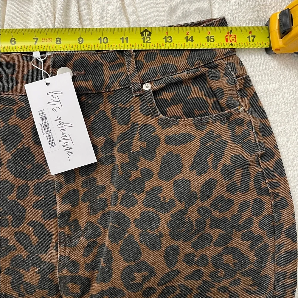 12th Tribe Brown and Black Leopard Print Wide-Leg Jeans